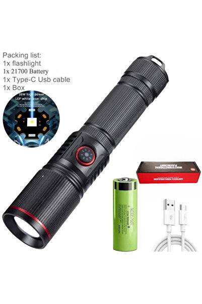 Choice 21700 مع علبة، مصباح يدوي LED ليزري أبيض قوي محمول، مصباح تكتيكي قابل ...