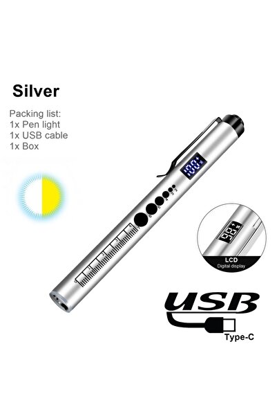 Choice Lithium Ion Battery Silver LCD 2-in-1 LED Mini White/Yellow Pen light ...