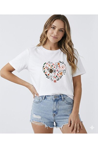 BW Bravely Wear Γυναικείο μπλουζάκι με στάμπα Heart and Tulips