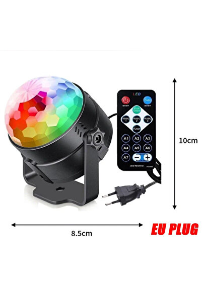 Heinast EU Plug RGB LED Stage Disco Light Rotating DJ Ball Strobe Remote Soun...