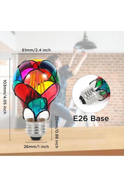 Choice مصباح زجاجي ملون بقاعدة E26، 6 واط، يعمل بجهد 220-240 فولت، مصباح LED ...