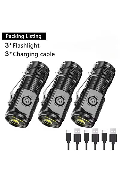 Choice 3pcs 10000 Lumen Zoomable LED Flashlight USB Rechargeable Magnetic Bas...