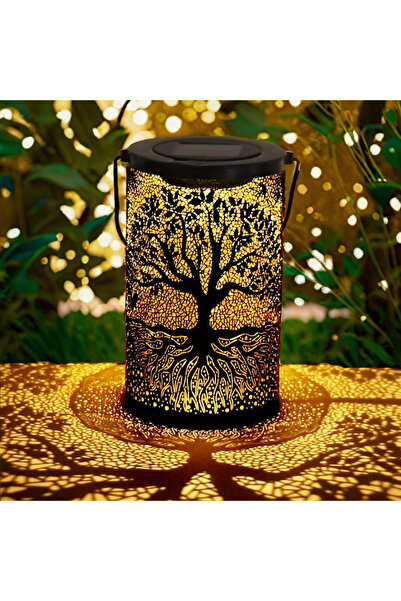 Choice فانوس شمسي معلق من قطعة واحدة من بيغ تري، مصابيح LED معدنية عتيقة مقاو...