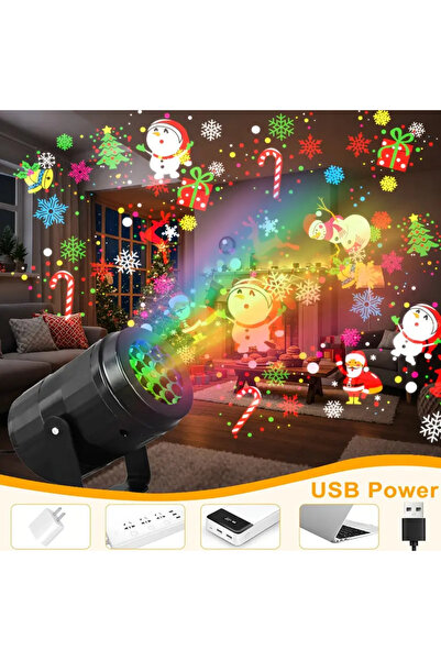 Choice جهاز عرض ضوئي LED لعيد الميلاد، 16 نمطًا، منفذ USB، إضاءة مسرح دوارة، ...