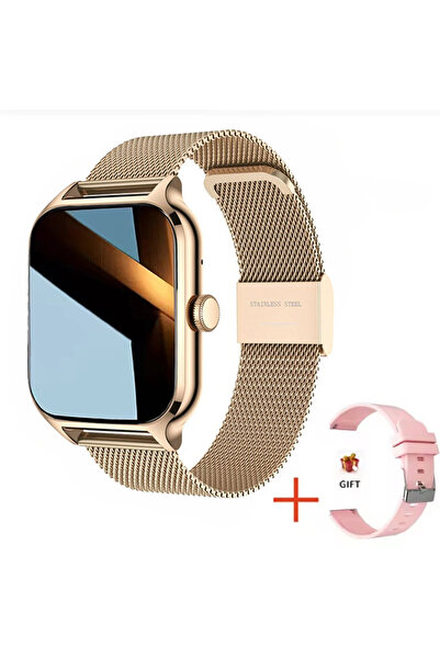 Choice ساعة ذكية ذهبية اللون بحزام شبكي، متوافقة مع هواتف أندرويد وiOS، شاشة ...