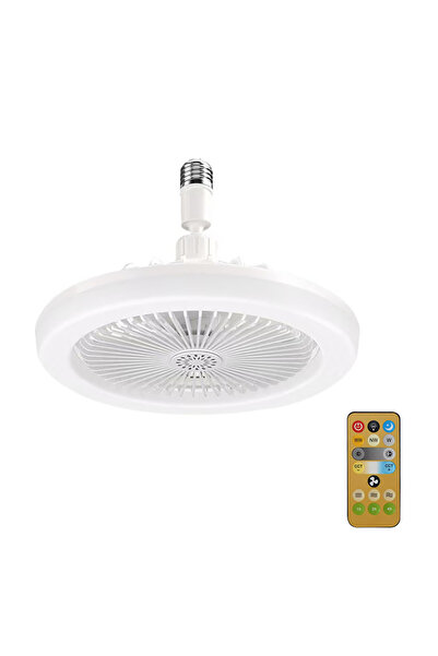 Choice مروحة سقف دوارة بيضاء E27 3 في 1 مع مصباح إضاءة بجهاز تحكم عن بعد E27 ...