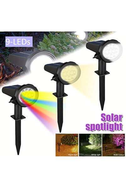 Choice مصباح كشاف شمسي خارجي مقاوم للماء بتقنية RGB، إضاءة ساطعة بـ 9 مصابيح ...