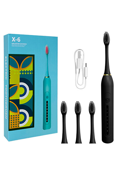 choice2 فرشاة أسنان كهربائية سوداء قابلة للشحن، بست سرعات، ذكية بتقنية سونيك،...