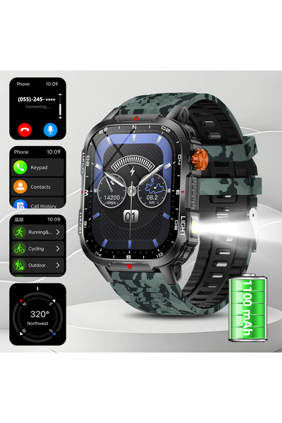 Choice ساعة رياضية خارجية مموهة، ساعة ذكية عالمية للمشي لمسافات طويلة، شاشة 2...