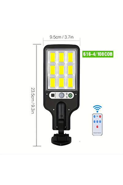 Choice مصباح شمسي، مصباح خارجي شمسي 616-4/108COB، جهاز تحكم عن بعد، مستشعر حر...