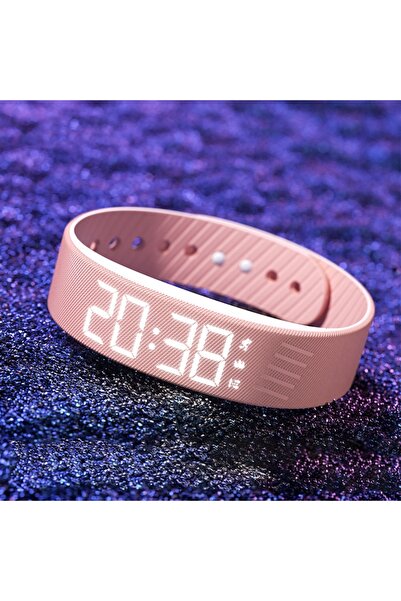 Choice ساعة منبه رقمية بإضاءة LED وردية، سوار منبه قابل للتعديل مانع للغفوة م...