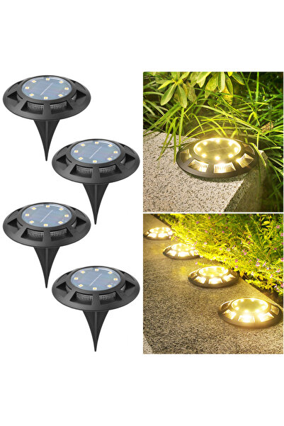 Choice إضاءة دافئة، 4 مصابيح أرضية تعمل بالطاقة الشمسية مع مستشعر إضاءة ذكي، ...