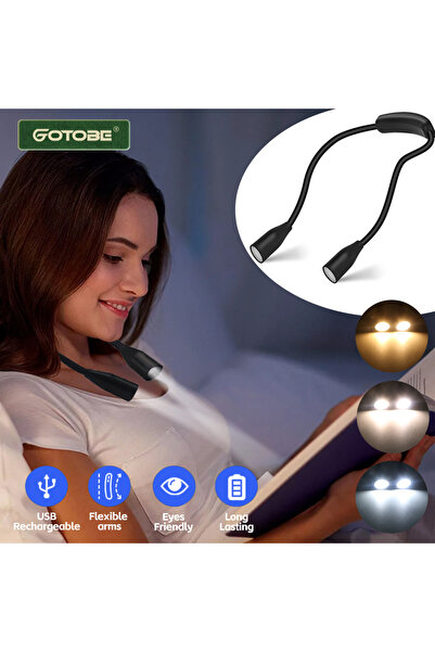 Choice مصباح ليلي LED أسود اللون، يُعلق على الرقبة ويُشحن عبر منفذ USB، بذراع...