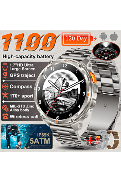 Choice بطارية كبيرة 1100 مللي أمبير، فضية اللون، فولاذ، 2 أمبير، 2026، ساعة ذ...