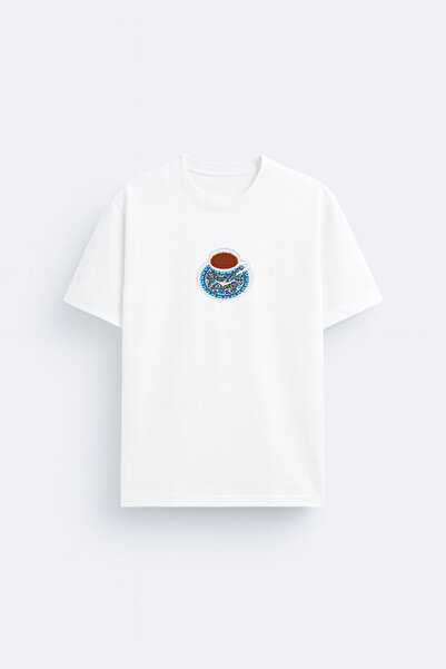 AYDESİGN Μπλουζάκι Unisex με στάμπα τουρκικού καφέ και λαιμόκοψη ποδηλάτου, λ...