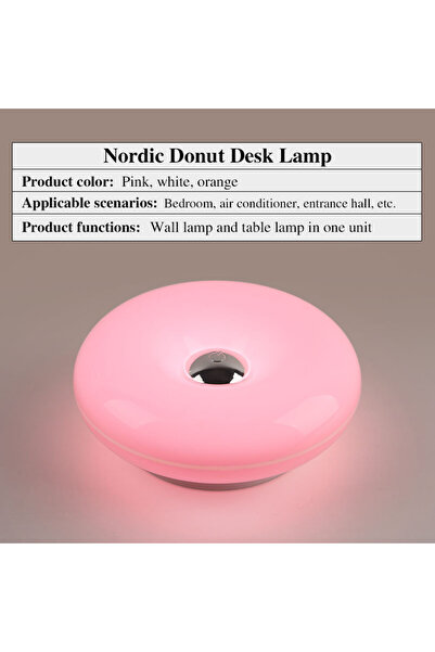 Choice مصباح طاولة وردي إبداعي على شكل دونات، يُثبت على الحائط، قابل لإعادة ا...