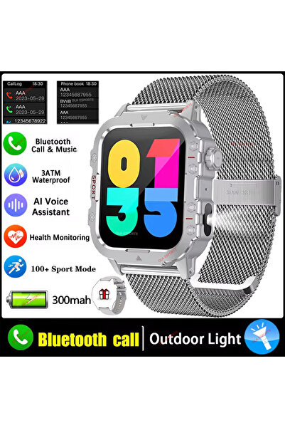 Choice ساعة سيلفر ميلان 1.44 2026 الذكية المتينة ذات الطابع العسكري، ساعة رجا...