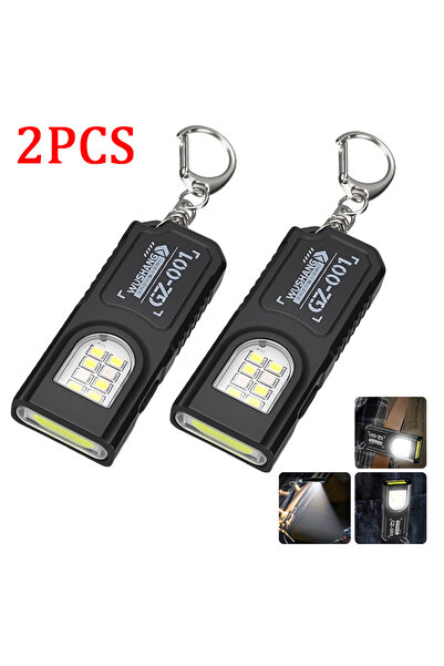 Choice 2PCS Multifunctional Keychain Flashlight USB Rechargeable Mini Flashli...