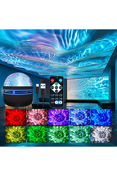 Choice مصباح ليلي بتقنية LED على شكل تموجات المياه السوداء، يعمل بمنفذ USB، م...