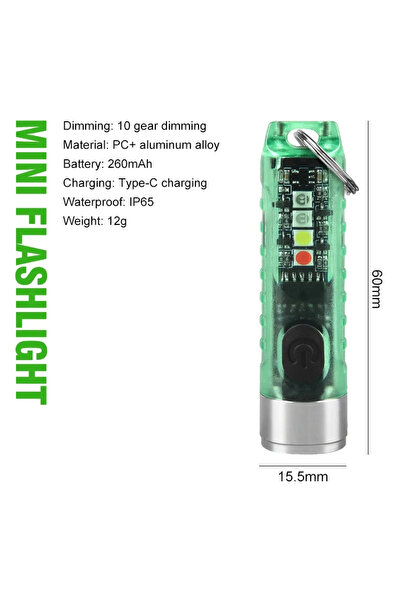 Choice مصباح يدوي صغير أخضر متعدد الوظائف بتقنية LED، مقاوم للماء، يُعلق على ...