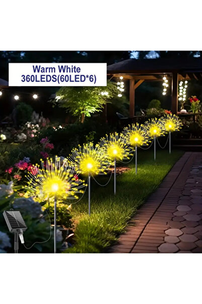 Choice مجموعة من 6 قطع من أضواء الألعاب النارية الشمسية الدافئة البيضاء، مقاو...