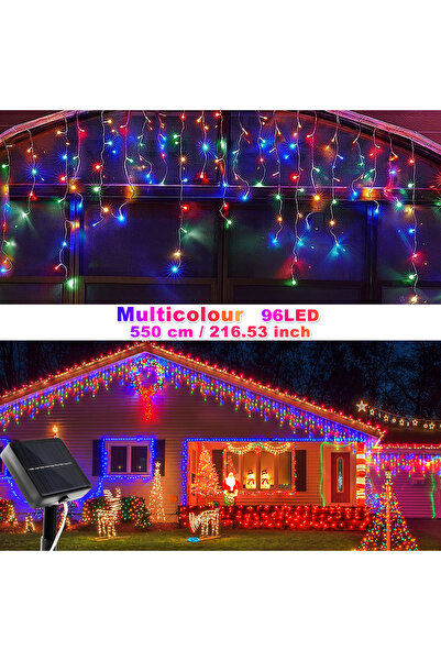 Choice Multicolour 96LED LED Outdoor Solar Icicle Lights Waterproof Christmas...