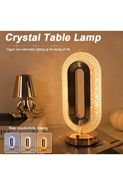 Choice مصباح كريستالي يعمل باللمس، مصباح طاولة بثلاثة ألوان قابلة للتعتيم، مص...