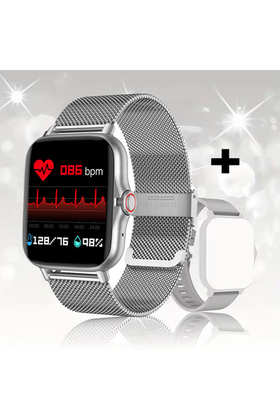 Choice ساعة ذكية فضية اللون بحزام شبكي، تعمل بنظام أندرويد، مزودة بشاشة ملونة...