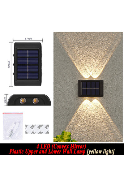 Choice37 مصباح جداري شمسي دافئ بأربعة مصابيح LED، مناسب للاستخدام الخارجي، مق...