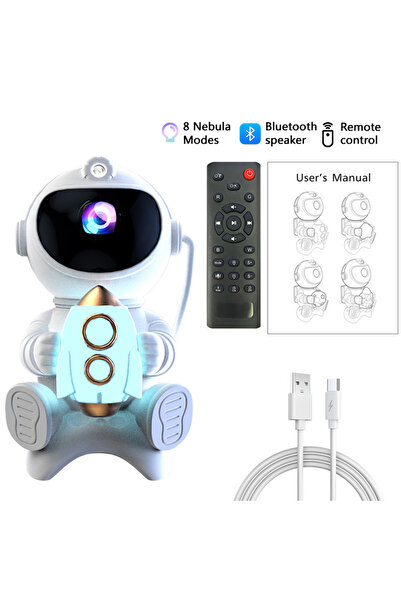 Choice مصباح ليلي LED على شكل صاروخ رائد فضاء، جهاز عرض نجوم، مكبر صوت بلوتوث...