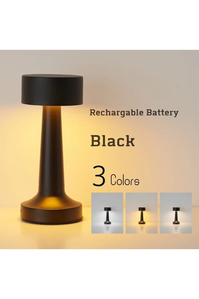 Choice مصباح طاولة LED أسود بتصميم كلاسيكي، يعمل باللمس، قابل لتعديل شدة الإض...