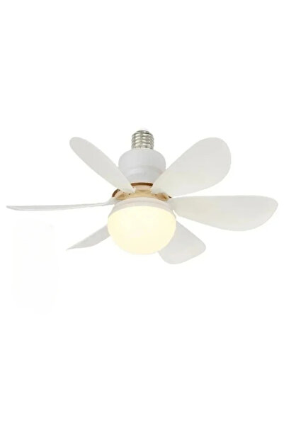 Choice مروحة سقف بيضاء بإضاءة LED مقاس 42 سم وقوة 30 واط، قاعدة E27، مزودة بج...