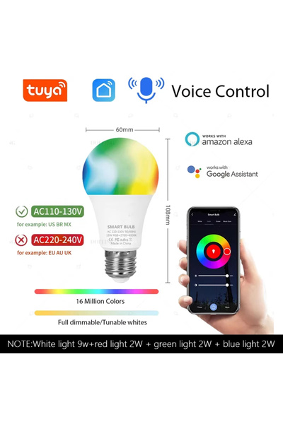 Choice نعم، مصباح LED يعمل بتقنية الواي فاي، بجهد 110-130 فولت تيار متردد، إج...