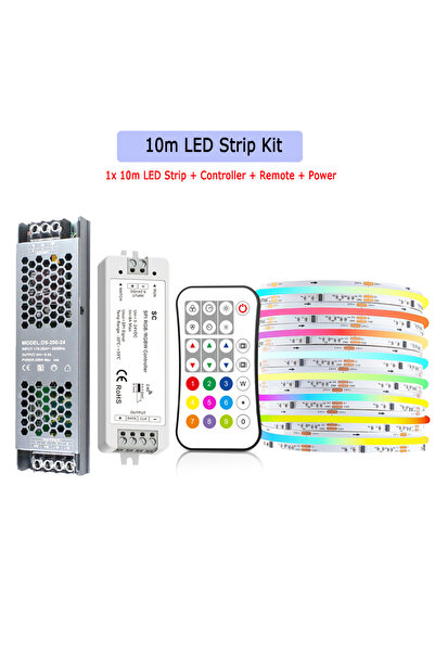 Choice 10m Full Kit 5m 10m 20m COB RGBIC LED Strip 24V WS2811 Addressable IC ...