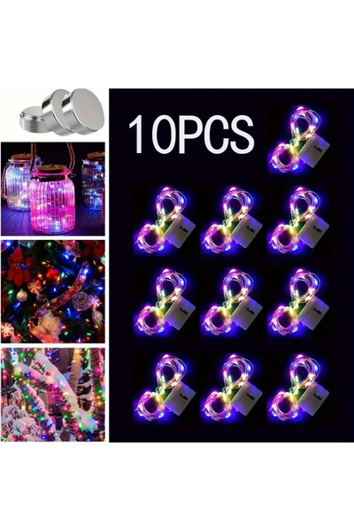 Choice 1M10LED RGB 10 قطع من أضواء الزينة LED تعمل بالبطارية، مقاومة للماء، س...