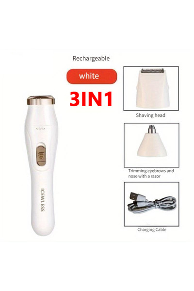 Choice ماكينة حلاقة كهربائية بيضاء للنساء، مقاومة للماء، لإزالة شعر الجسم بشك...
