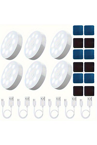 Choice White 6pcs USB rechargeable LED motion sensor light, indoor adhesive m...