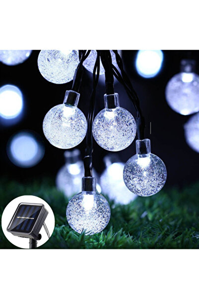 Choice سلسلة إضاءة كروية بيضاء مقاومة للماء تعمل بالطاقة الشمسية بطول 12 مترً...