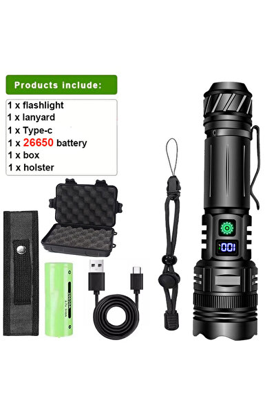 Choice مصباح يدوي قوي من سبائك الألومنيوم مزود بإضاءة LED، قابل لإعادة الشحن ...