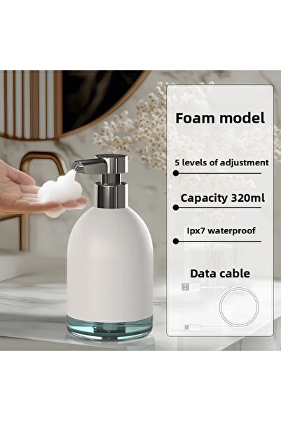 Choice موزع صابون سائل أوتوماتيكي برغوة بيضاء سعة 320 مل، 5 مستويات ضبط، قابل...