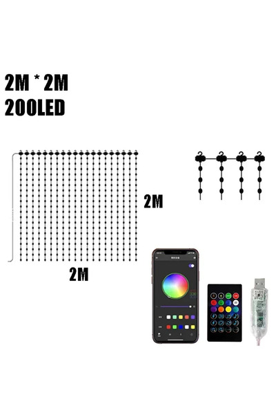Choice ستارة إضاءة LED ذكية 2 متر × 2 متر، ألوان RGB متغيرة، إضاءة جدارية داخ...
