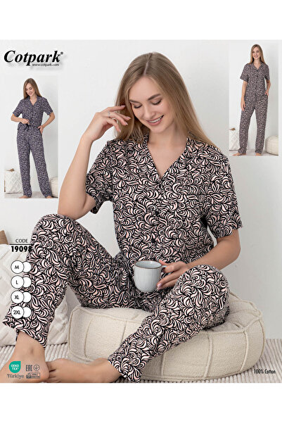 Cotpark Women's 100% Cotton Buttoned Pajama Set 19098