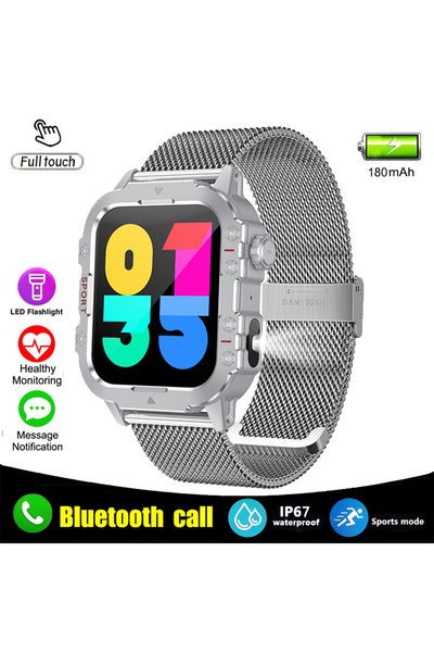 Choice حزام شبكي فضي جديد لعام 2025، ساعة ذكية عسكرية للرجال، مقاومة للماء بم...