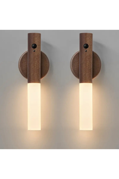 Heinast مصباح حائط مغناطيسي قابل لإعادة الشحن من Walnut-قطعتين ذكيتين مزودتين...