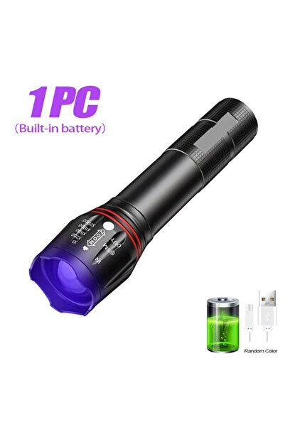 Choice مصباح يدوي ZOOM S482 LED UV قابل لإعادة الشحن بتردد 395 نانومتر، مزود ...