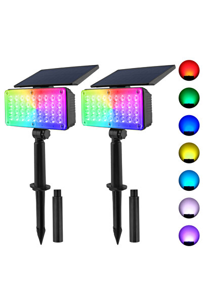 Choice مصباحان شمسيان RGB RGB لتزيين الحدائق الخارجية، مصباح كشاف للأشجار وال...