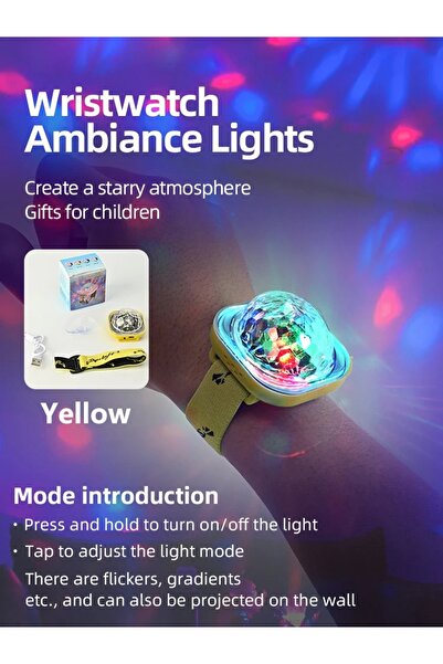 Choice3 RGB yellow Portable Wearable LED Wrist Lamp - Sound-Activated Colorfu...