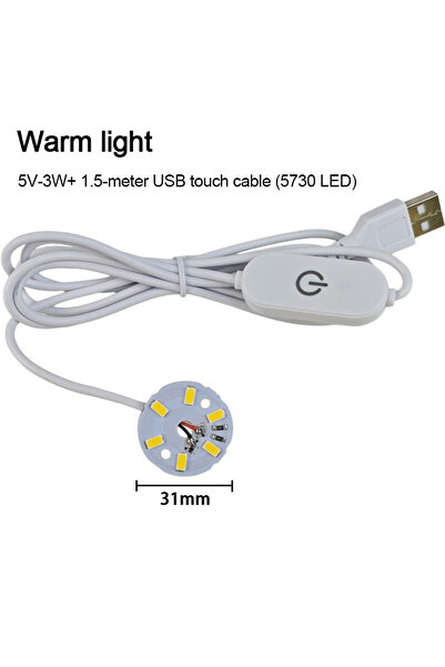 Choice1 مصباح LED بإضاءة دافئة 3 واط، طول السلك 1.5 متر، يعمل بتيار مستمر 5 ف...