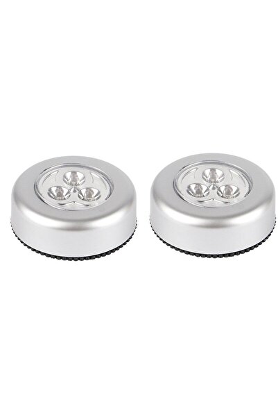 Choice مصباح ليلي لاسلكي LED فضي اللون، قطعتان، يعمل بالبطارية، يعمل بالضغط ا...