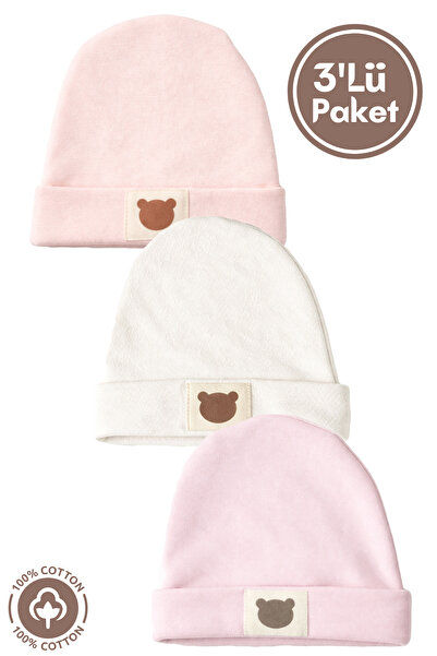 Miniel Unisex Baby Bear Embroidered Combed Organic Cotton Newborn 3-Piece Bab...